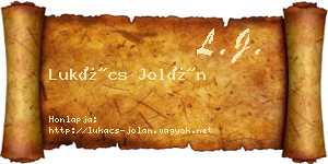 Lukács Jolán névjegykártya