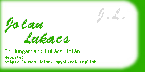 jolan lukacs business card